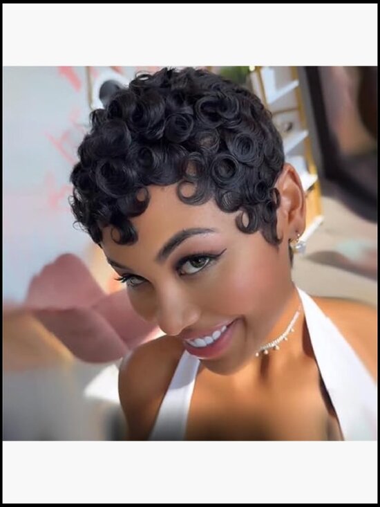 Short Pixie Cut Wig Human Hair Glueless Layered Wavy Natural Look Daily Wear main image 6